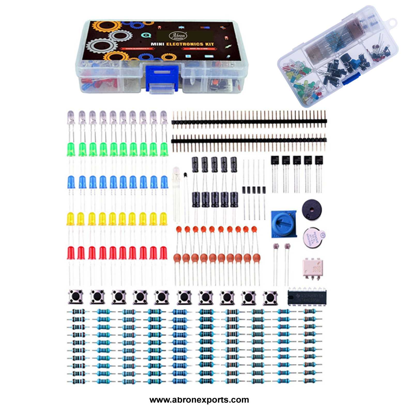 Components kit project with buzzer button leds potentiometer resistor capacitor abron AE-1224-kz